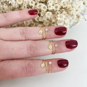 Anel Infantil / Falange Encontro Flor e Zirconia