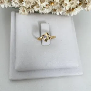 Anel Infantil / Falange Flor e Zirconia ao Centro