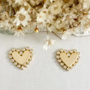 Brinco Coração com Pontos de Zirconias