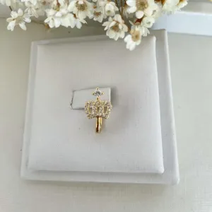 Brinco Piercing Coroa Cravejada