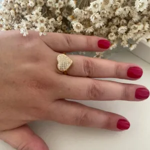 Anel Coração Cravejado