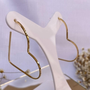 Brinco Argola Coração Achatado