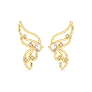 Brinco Asa de Borboleta com Zirconias
