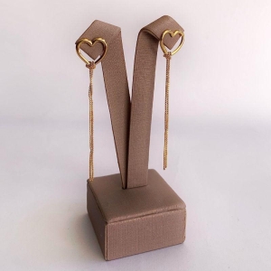 Brinco Coração com Corrente Rabo de Rato