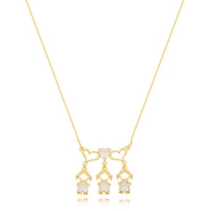 Colar 3 Filhas Canga Coração Cravejado