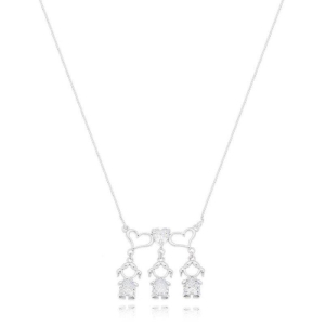 Colar 3 Filhas Canga Coração Cravejado