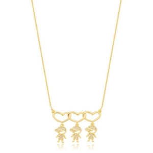 Colar 3 Filhos Canga Coração Liso