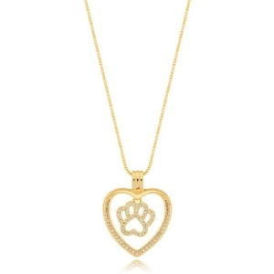 Colar Coração com Pingente Pata
