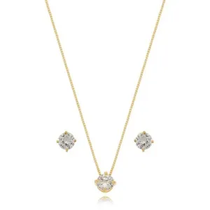 Conjunto Ponto de Luz 8mm Ouro