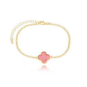 Pulseira Trevo Grande Rosa Elos Ouro