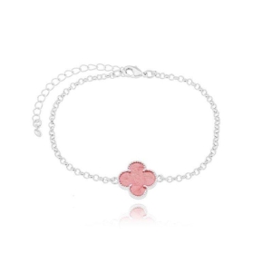 Pulseira Trevo Grande Rosa Elos Ouro
