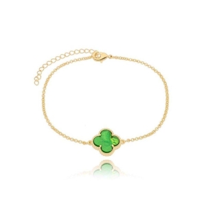 Pulseira Trevo Grande  Verde Ouro