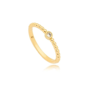 Anel Esferas e 1 Ponto de Luz Ouro