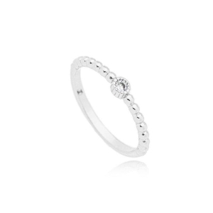 Anel Esferas e 1 Ponto de Luz Prata