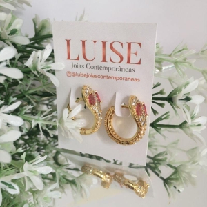 Brinco Argola Cobra Olho Pink