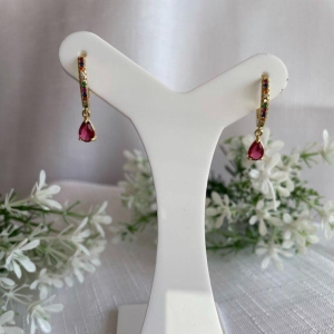 Brinco Argola Cravejada com Gota