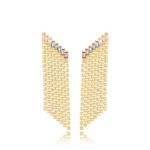 Brinco Franja Lilas e Rosa