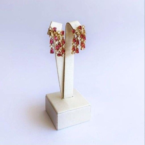 Brinco Franja Vermelho e Cristal