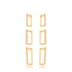 Brinco Trio Argola Fileira Zirconia