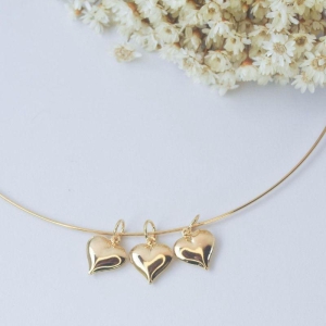 Colar Aro com 3 Corações