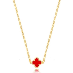 Colar Chocker Elos Trevo Vermelho Ouro