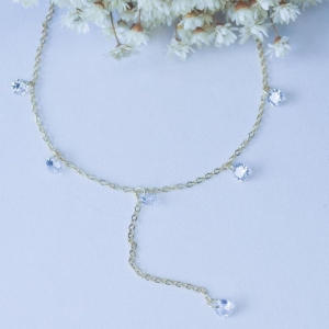 Colar Chocker Gravata Pingentes de Zirconias