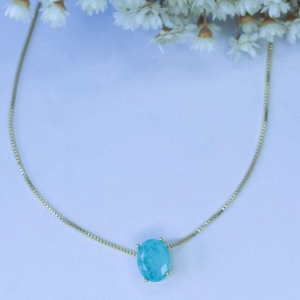 Colar Oval Verde Agua