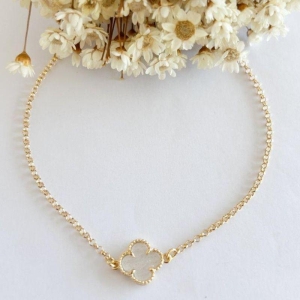 Pulseira Trevo Médio Branco Prata