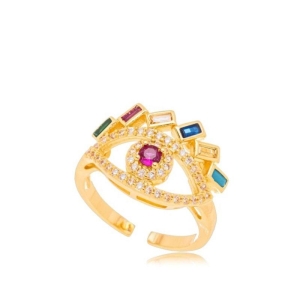 Anel Olho Grego Cravejado Regulável