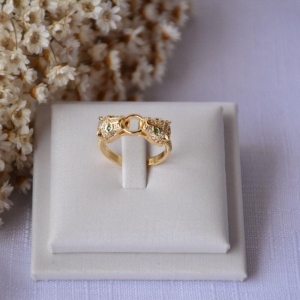 Anel Tigre Olho Azul Ajustavel