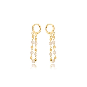 Brinco Argola Corrente Pérola e Esfera