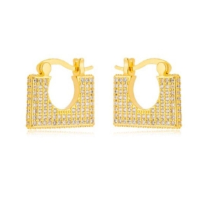 Brinco Argola Quadrada Cravejada