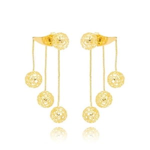 Brinco Haste com Esferas Trabalhadas