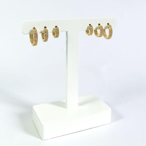 Brinco Trio Argolas Cravejada Cristal