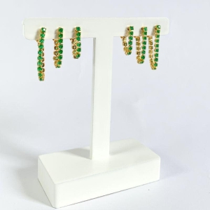 Brinco Trio Riviera na Tarraxa Verde Esmeralda