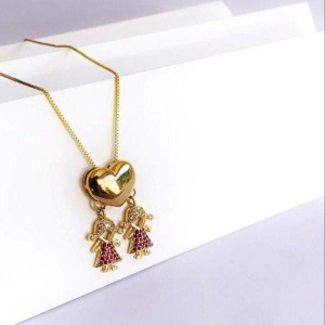 Colar Coração com 2 Filhos(as)