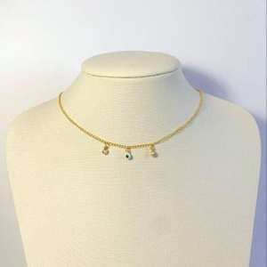 Colar Infantil Olho Grego e Pérolas