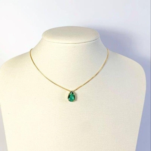 Colar Pingente Gota Verde