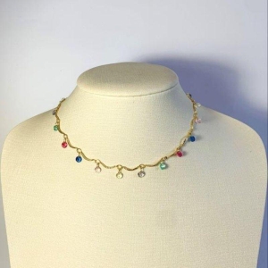 Colar Pingentes Pontos Coloridos