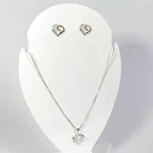 Conjunto Coração Fosco e Liso Prata