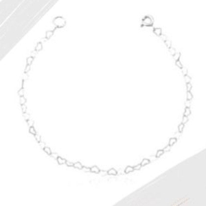 Pulseira Corrente Corações 2mm Prata