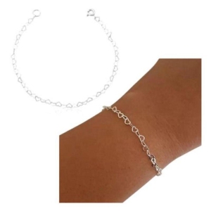 Pulseira Corrente Corações 3mm