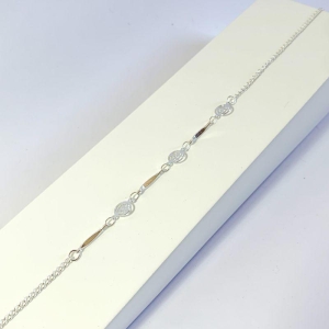 Tornozeleira Diamante e Traços Prata