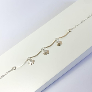 Tornozeleira Pingente Coração Duplo