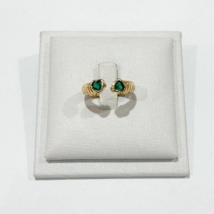 Anel Dois Corações Verde Ajustavel