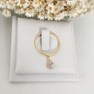 Anel Pingente Flor de Zirconia