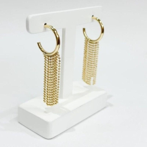 Brinco Argola Aberta c/ Franja Bolinhas