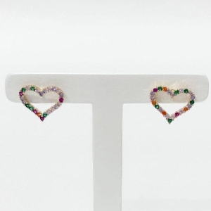 Brinco Coração Cravejado Vazado