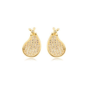 Brinco Gota c/ Mini Laço Cravejado