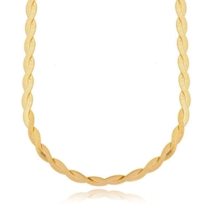 Colar Chocker Trançado Fita Ouro